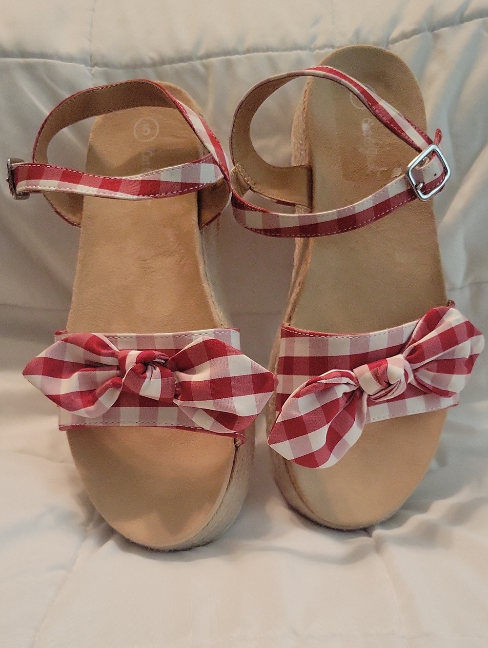 Cat & Jack Red Gingham Bow Sandals